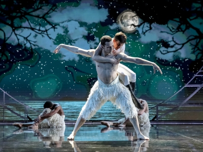 The Swan (Will Bozier) and Prince (Dominic North) at The Olivier Awards 2019