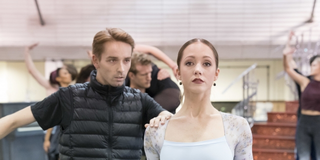 Liam Mower and Ashley Shaw in rehearsals for Matthew Bourne's Cinderella