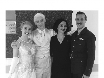 From left to right: Cordelia Braithwaite (Cinderella), Paris Fitzpatrick (The Angel), Anjali Mehra (Sybil, The Stepmother) and Edwin Ray (Harry, The Pilot)