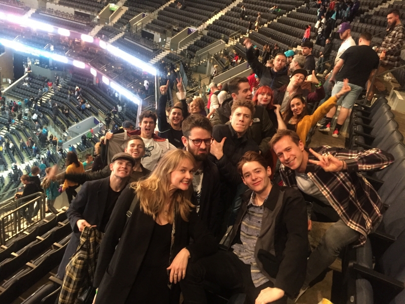 Some of the Cinderella company at a Basketball Game