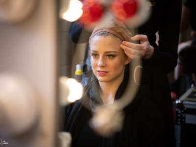 Carrie Willis backstage with Swan Lake