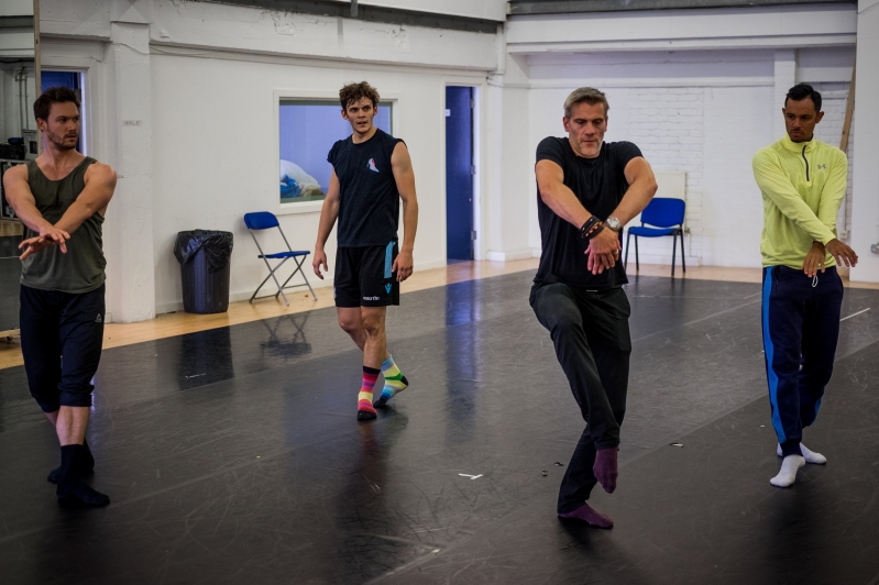 Adam Cooper (Original Swan / Stranger) mentoring Max Westwell and Will Bozier with Glenn Graham (Rehearsal Director)