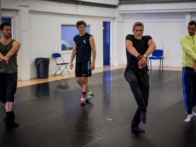 Adam Cooper (Original Swan / Stranger) mentoring Max Westwell and Will Bozier with Glenn Graham (Rehearsal Director)