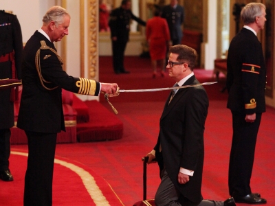 Matthew Bourne being Knighted by Prince Charles