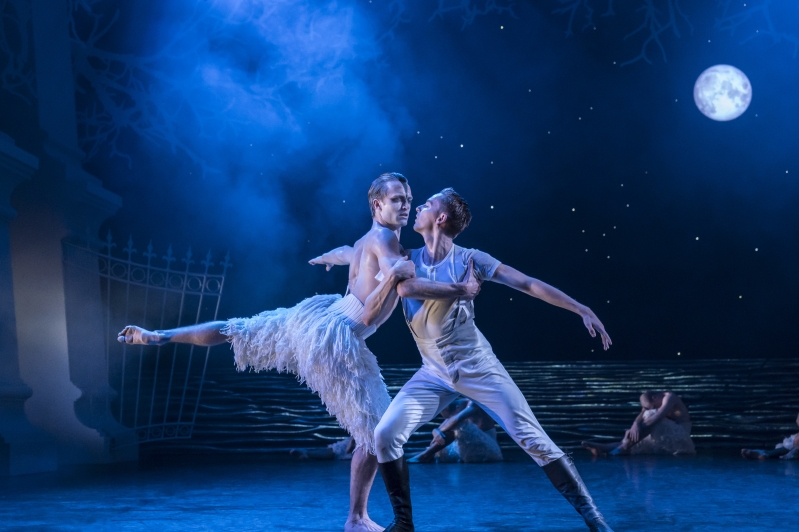 The Prince (Liam Mower) and The Swan (Matthew Ball) in Matthew Bourne's Swan Lake
