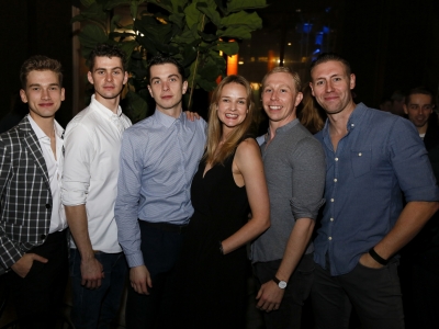From Left to Right: Jackson Fisch, Matthew Petty, Reece Causton, Daisy May Kemp, Danny Reubens and Dan Wright at Cinderella Opening Night in LA